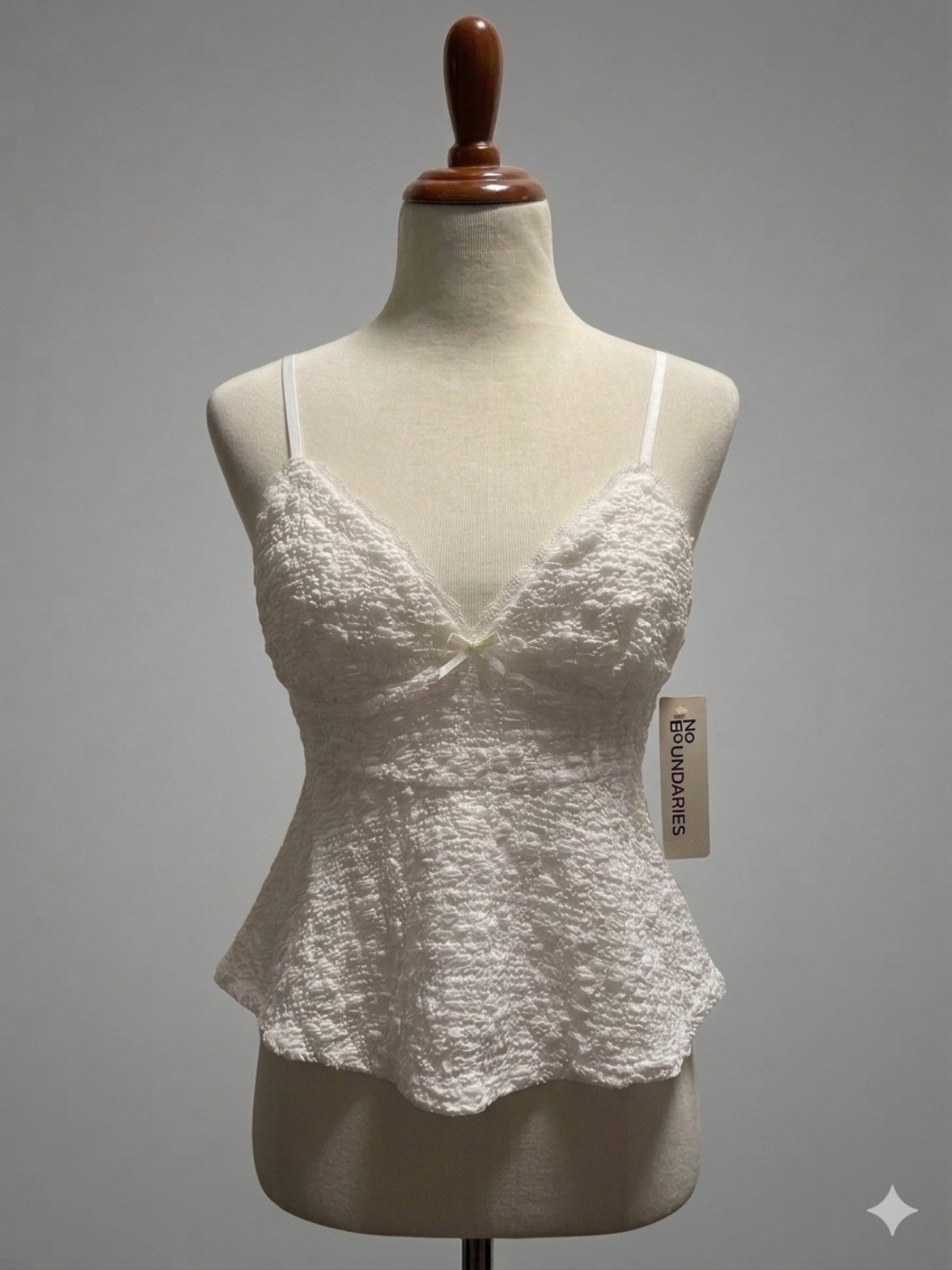 No Boundaries White Textured Peplum Tank